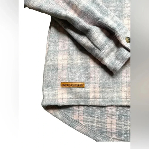 Simply Southern Soft Brushed Plaid Button Up Shacket Jacket - Picture 8 of 8